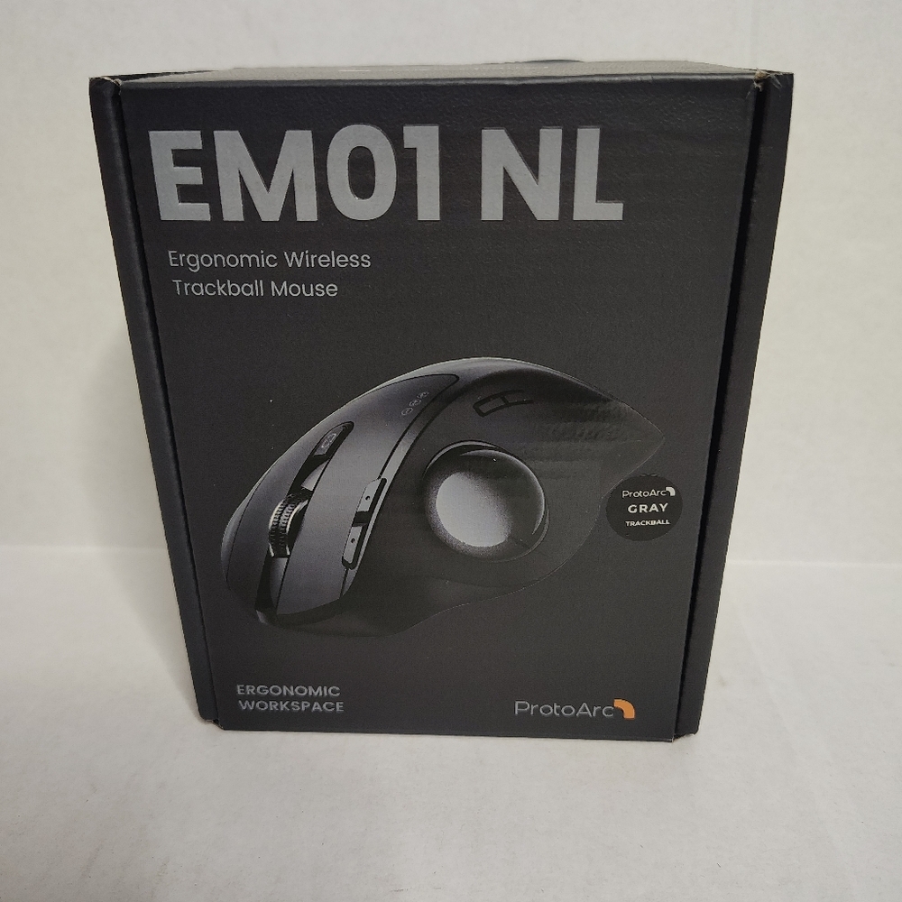 ProtoArc EM01 NL Ergonomic Bluetooth Wireless Trackball Mouse Rollerball Thumb